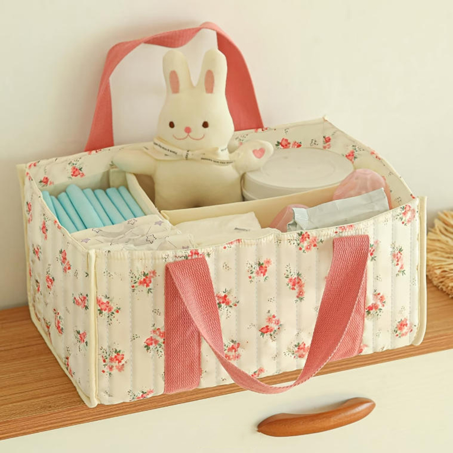 Floral Diaper Caddy Organizer, - Baby Nursery Essentials 评论和价格
