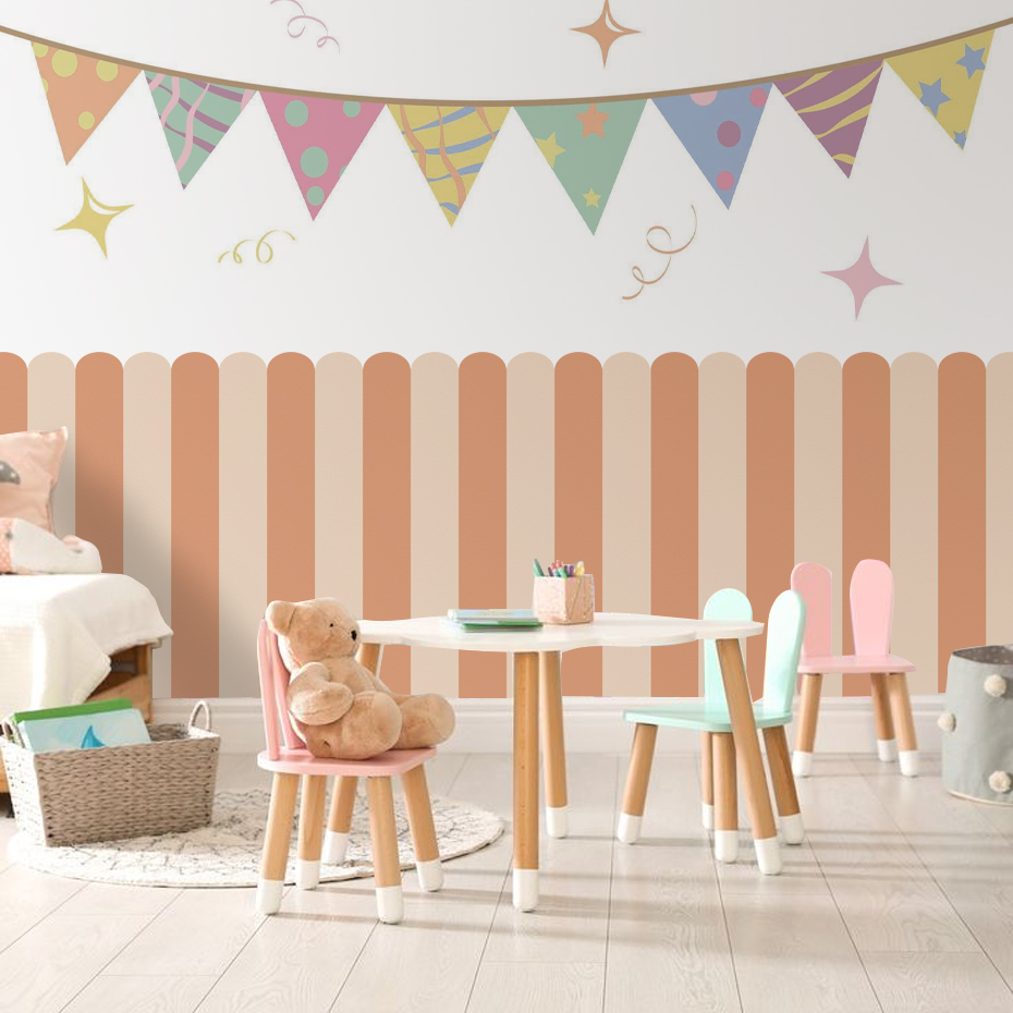 Multicolor Vertical Striped Ar - Wall Decal Nursery 评论和价格