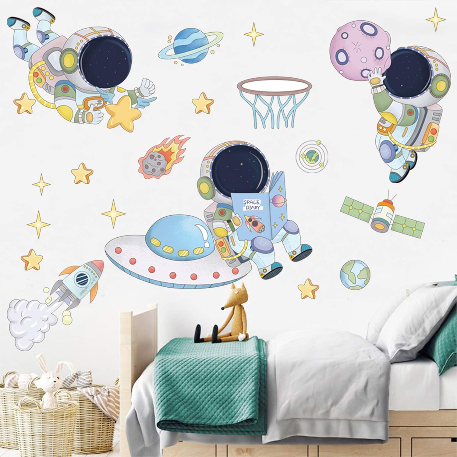 Astronaut Planet Space Wall St - Baby Nursery Vinyl 评论和价格