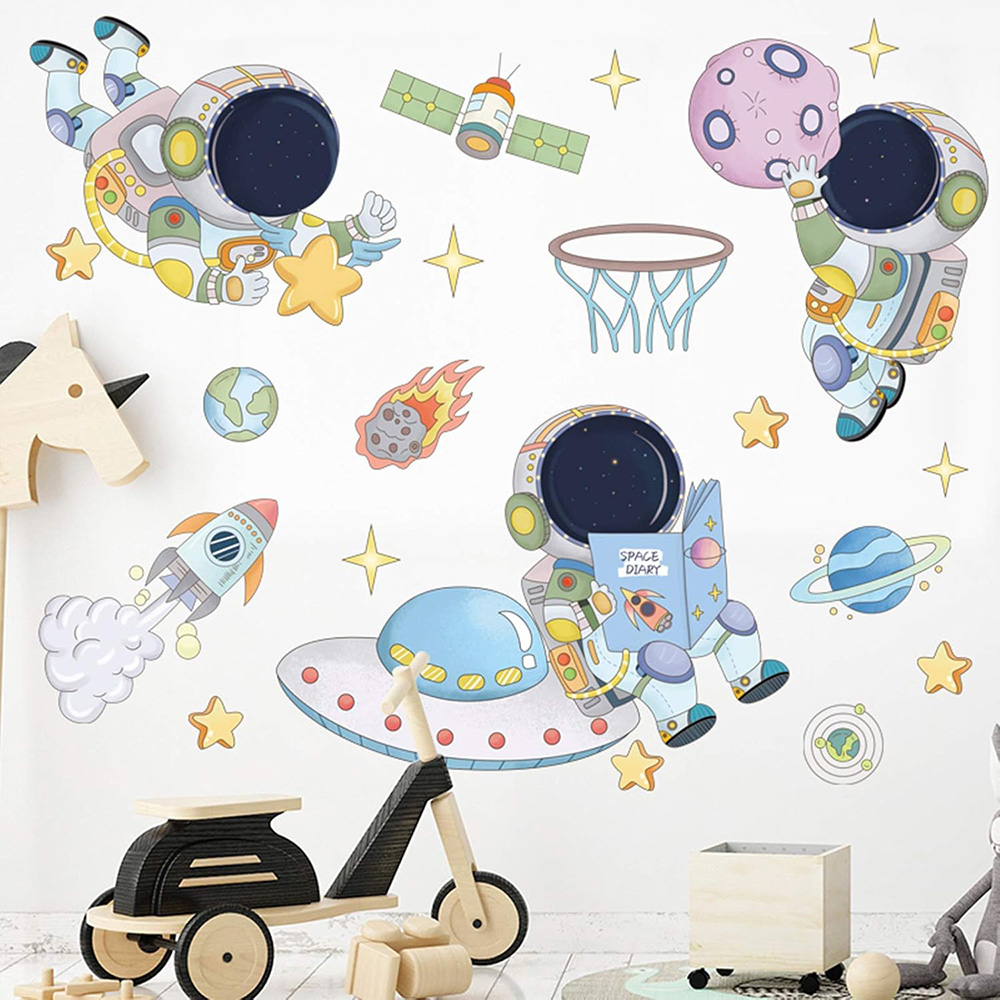 Astronaut Planet Space Wall St - Baby Nursery Vinyl 评论和价格